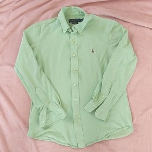 Ralph Lauren green slim fit knit Oxford shirt